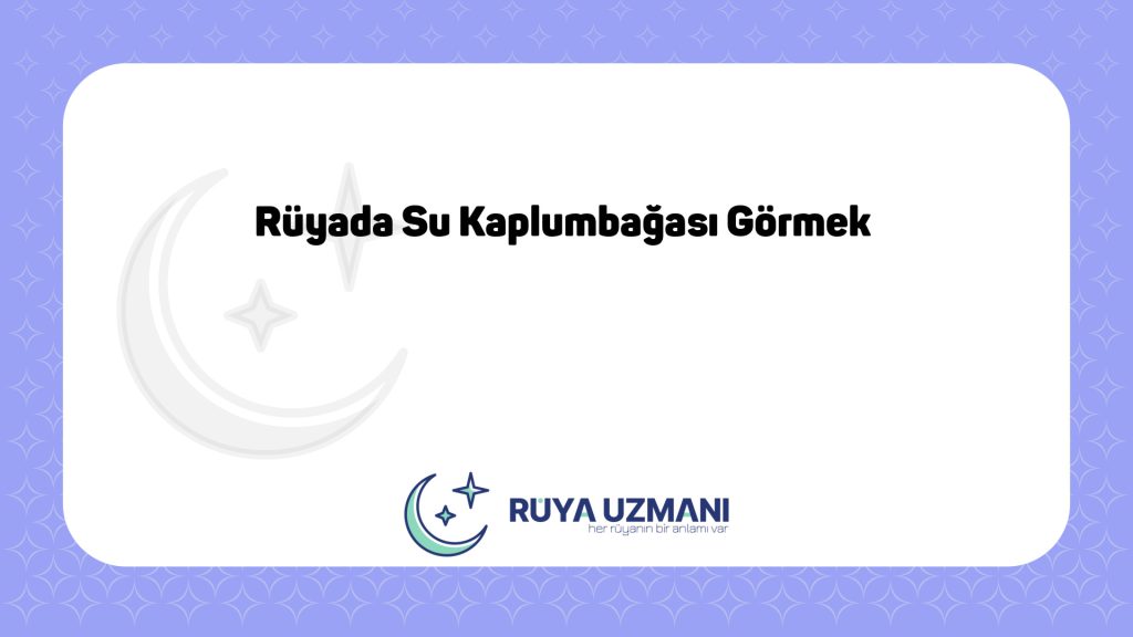 Rüya Uzmanı - Rüyada Su Kaplumbağası Görmek - Rüyada Su Kaplumbağası Görmek Ne Anlama Gelir?